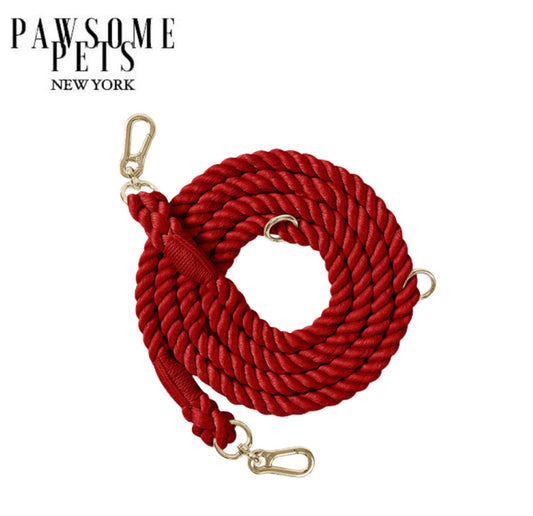 HANDS FREE DOG ROPE LEASH - SPANISH RED