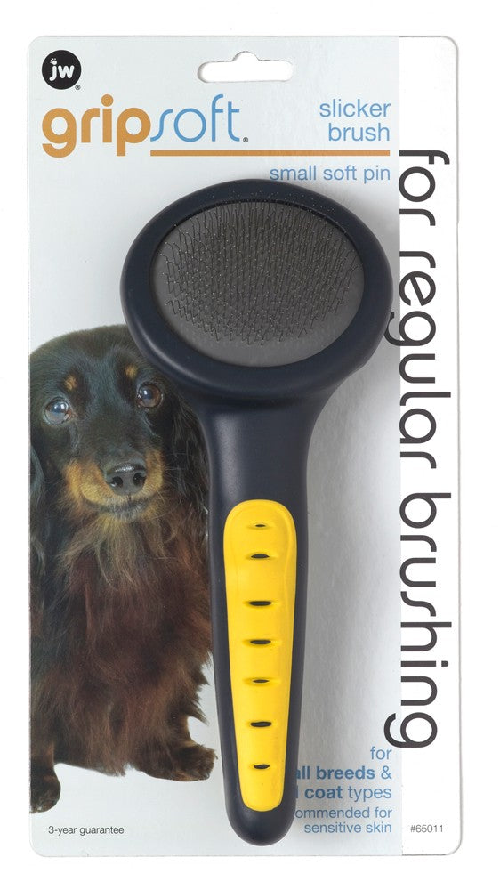 JW Pet Slicker Brush with Soft Pins Grey; Yellow Large