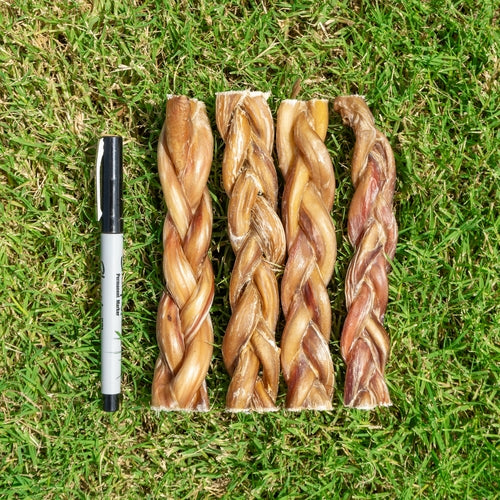 Grass-fed Braided 6" Bully Sticks Odor Free Dog Treats - 100% Beef