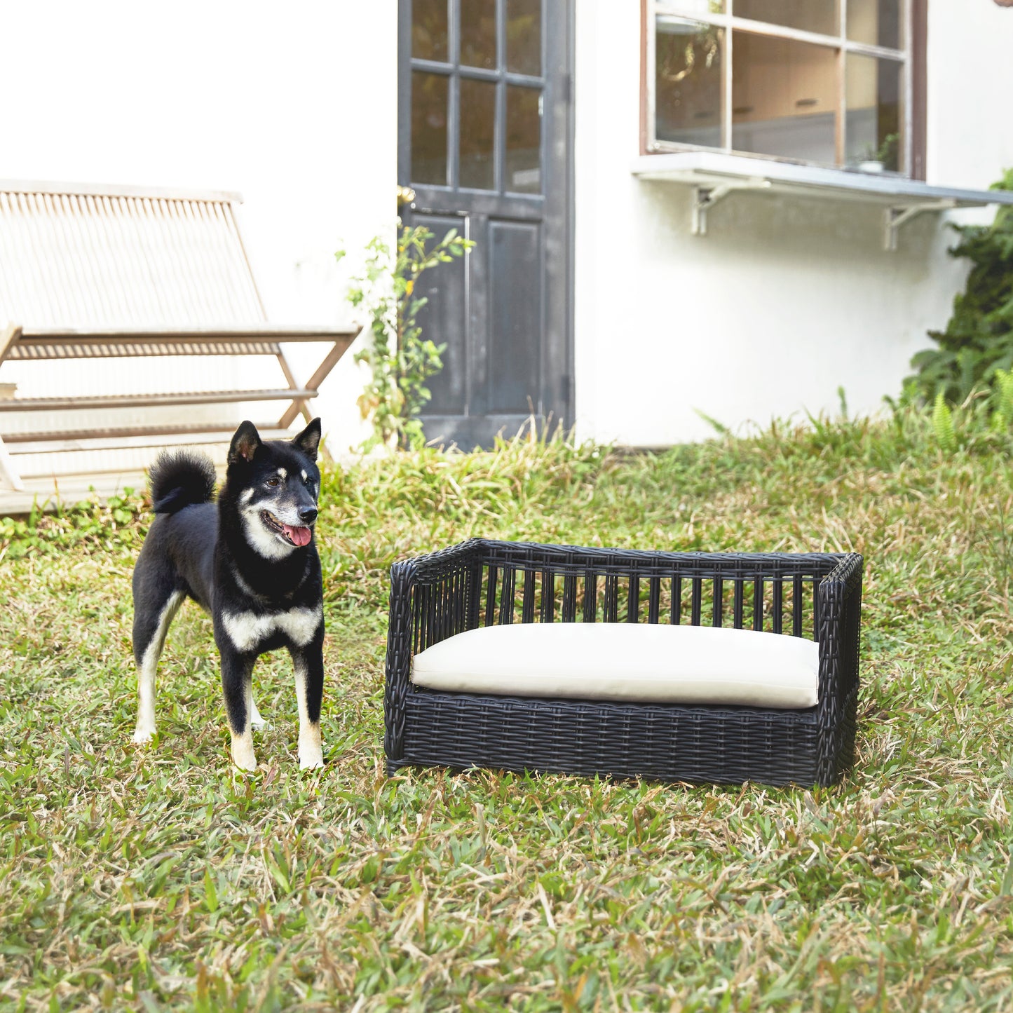 Teamson Pets Rattan Woven Dog or Cat Bed & Cushion