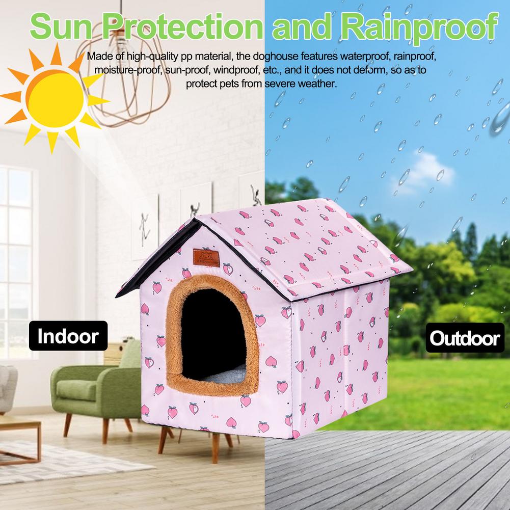 Waterproof Pet Condo Soft Indoor Outdoor Cat Small Dog Houses Wear-resistant Cute Pet Condo Foldable Detachable Pet Kitten Pu