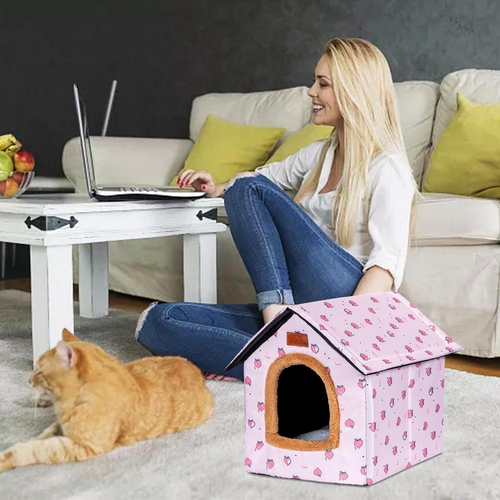 Waterproof Pet Condo Soft Indoor Outdoor Cat Small Dog Houses Wear-resistant Cute Pet Condo Foldable Detachable Pet Kitten Pu