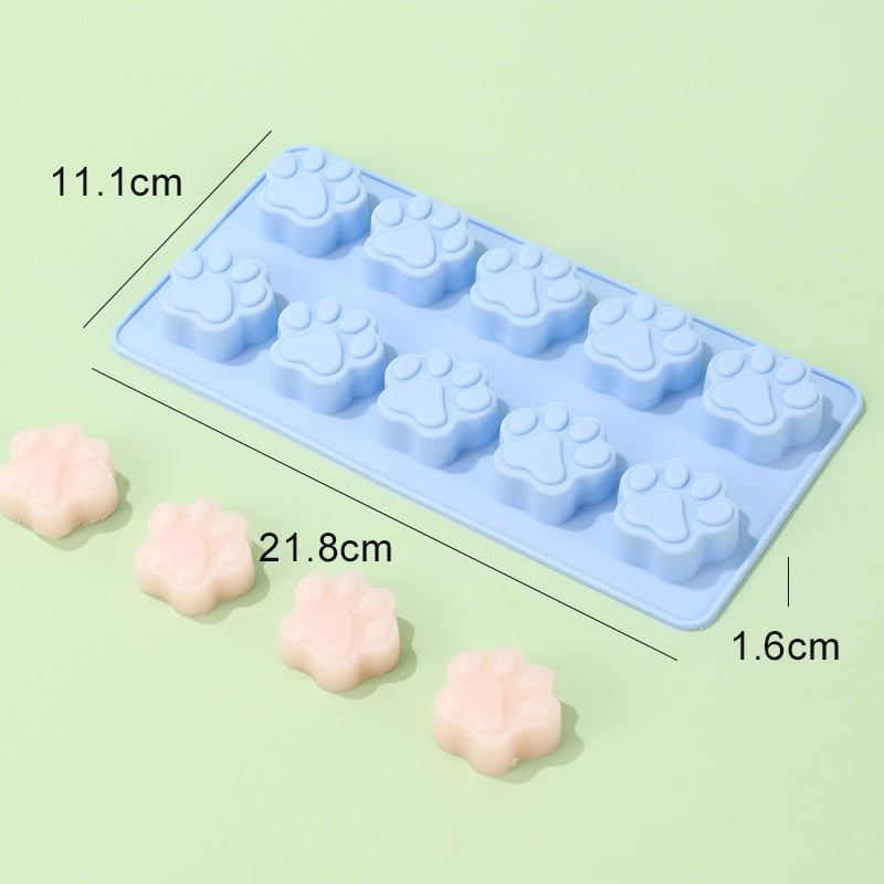 DIY Silicone Dog Cat Animal Paw Pet Print Baking Mold Reusable Homemade Dog Treats Candy Cookie Jelly Ice Cube Chocolate Mould