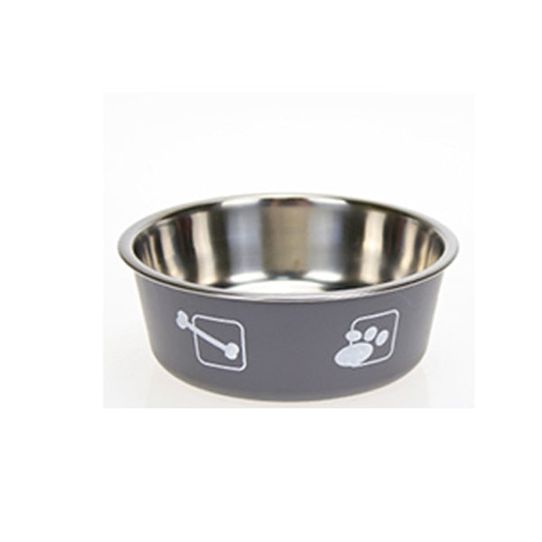 Pet Dog Bowl Stainless Steel Non-Slip Bowl Color Footprint Round Cat Dog Bowl Dog Treats Dog Water Bottle Travel Outdoor Bowl