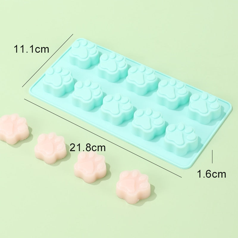 DIY Silicone Dog Cat Animal Paw Pet Print Baking Mold Reusable Homemade Dog Treats Candy Cookie Jelly Ice Cube Chocolate Mould