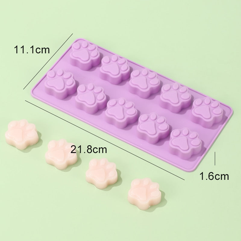 DIY Silicone Dog Cat Animal Paw Pet Print Baking Mold Reusable Homemade Dog Treats Candy Cookie Jelly Ice Cube Chocolate Mould